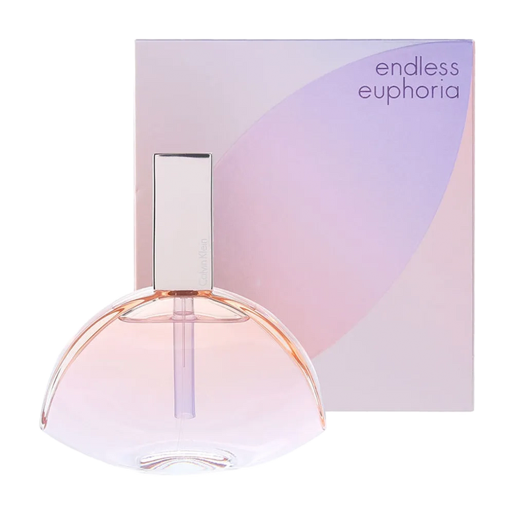 Calvin-Klein-Endless-Euphoria-Eau-de-Toilette-Flakon-in-halbrunder-Optik-rose-Farben-und-rechts-daneben-rosefarbene-Verpackung